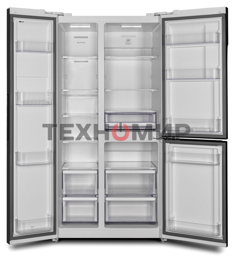 Холодильник Hyundai CS6073FV белое трехкамерный Side by Side 329/223л морозилка сбоку No Frost, Side by Side
