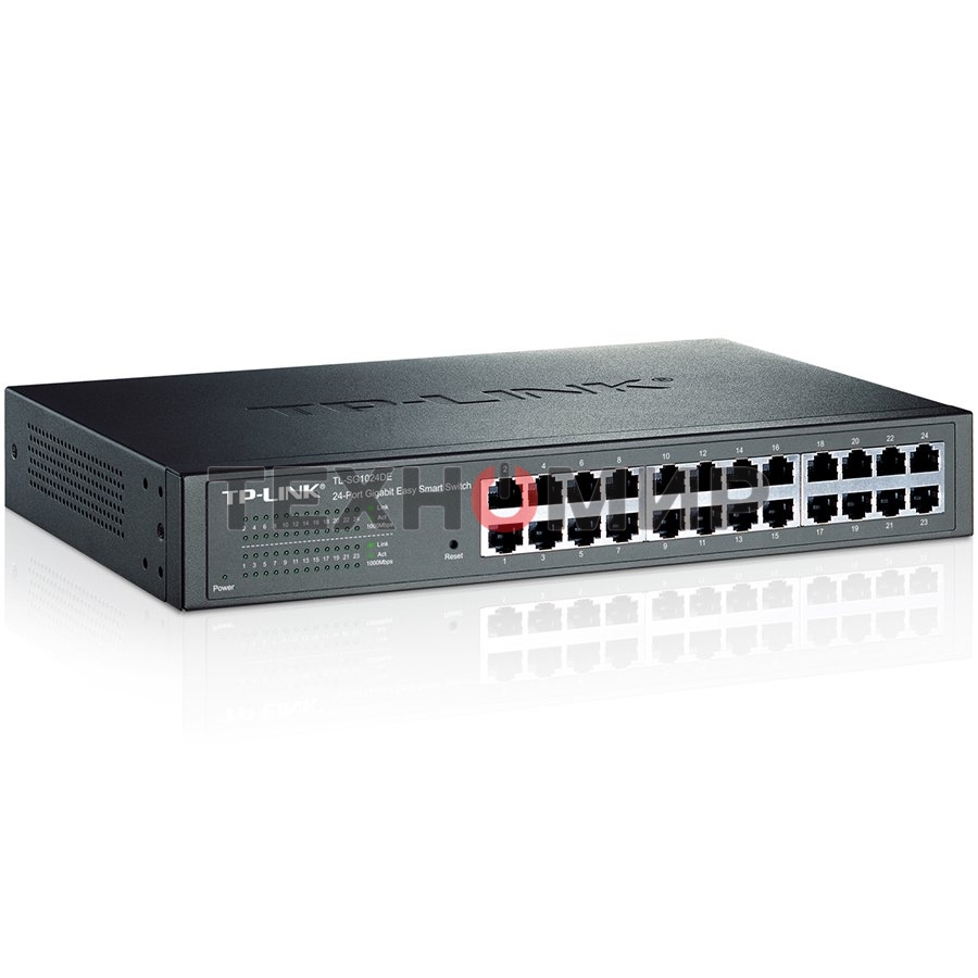 Коммутатор TP-Link SMB TL-SG1024DE 24-Port Gigabit Easy Smart Switch, 24 10/100/100Mbps RJ45 ports, MTU/Port/Tag-based VLAN, QoS, IGMP Snooping