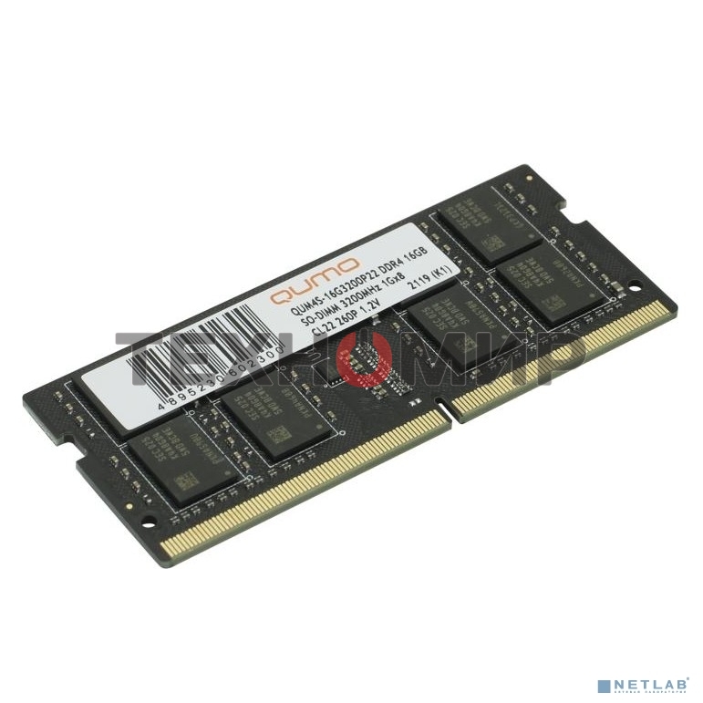 Оперативная память Qumo, DDR4, 16GB (1x16GB), 3200MHz, CL22, SO-DIMM
