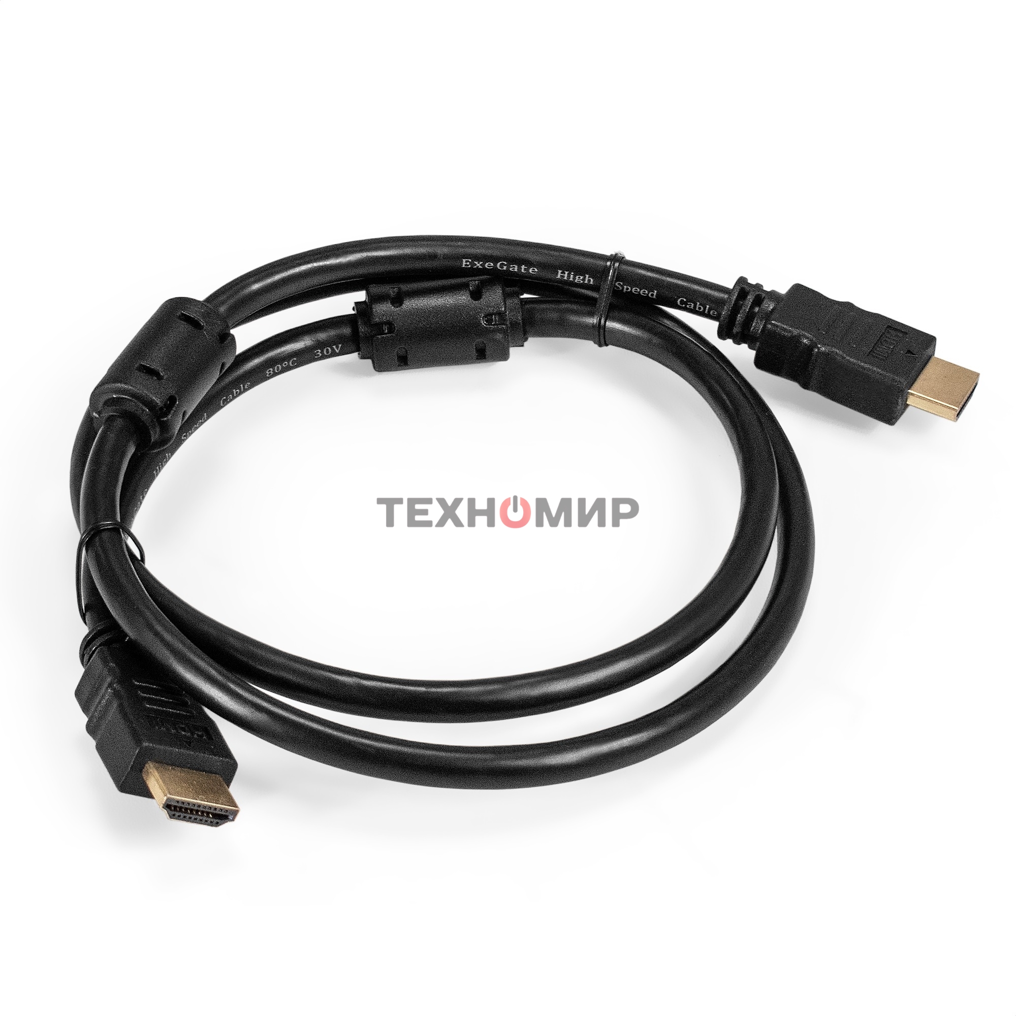 Кабель HDMI ExeGate EX-CC-HDMI2-1.0F (19M/19M, v2.0, 1м, 4K UHD, Ethernet, ферритовые кольца, позолоченные контакты)