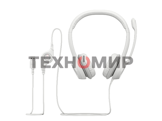 Гарнитура проводная с микрофоном Logitech H390 белый 1.9м накладные USB оголовье (981-001288)