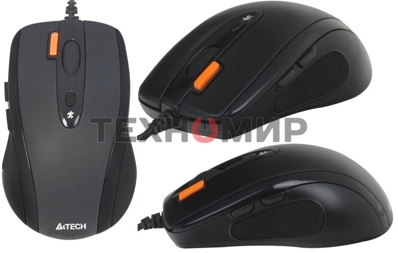 Мышь проводная A4Tech N-70FX черный, 1600 dpi, USB, кнопки - 7