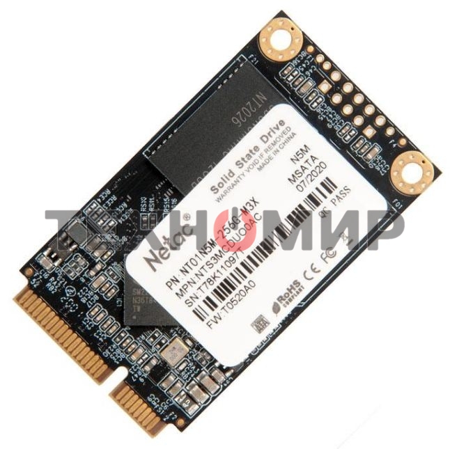 Накопитель SSD Netac N5M, 256Gb, mSATA, R/W 560/520