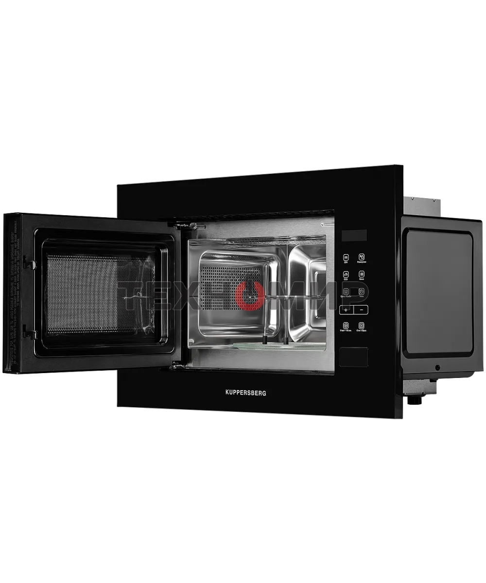 Встраиваемая микроволновая печь Kuppersberg HMW 620 B, объем 20 л, мощность 700 Вт, поворотный стол, High-Tech, 9 автоматических программ, гриль, сенсорное управление, черный