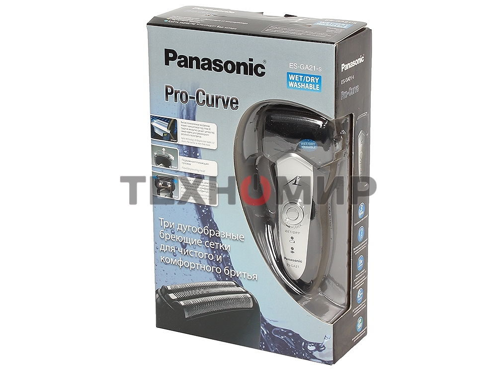 Электробритва сетчатая Panasonic ES-GA21 реж.эл.:3 питан.:аккум. черный/серый