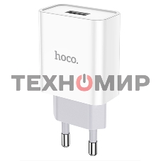 Блок питания (сетевой адаптер) HOCO C81A Asombroso single 1xUSB, 2.1A, 10W, белый