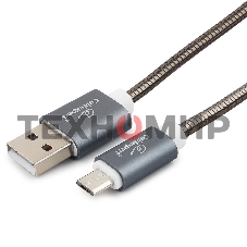 Кабель USB2.0 Cablexpert CC-G-mUSB02Gy-1.8M, AM/microB, серия Gold, длина 1.8м, титан, блистер