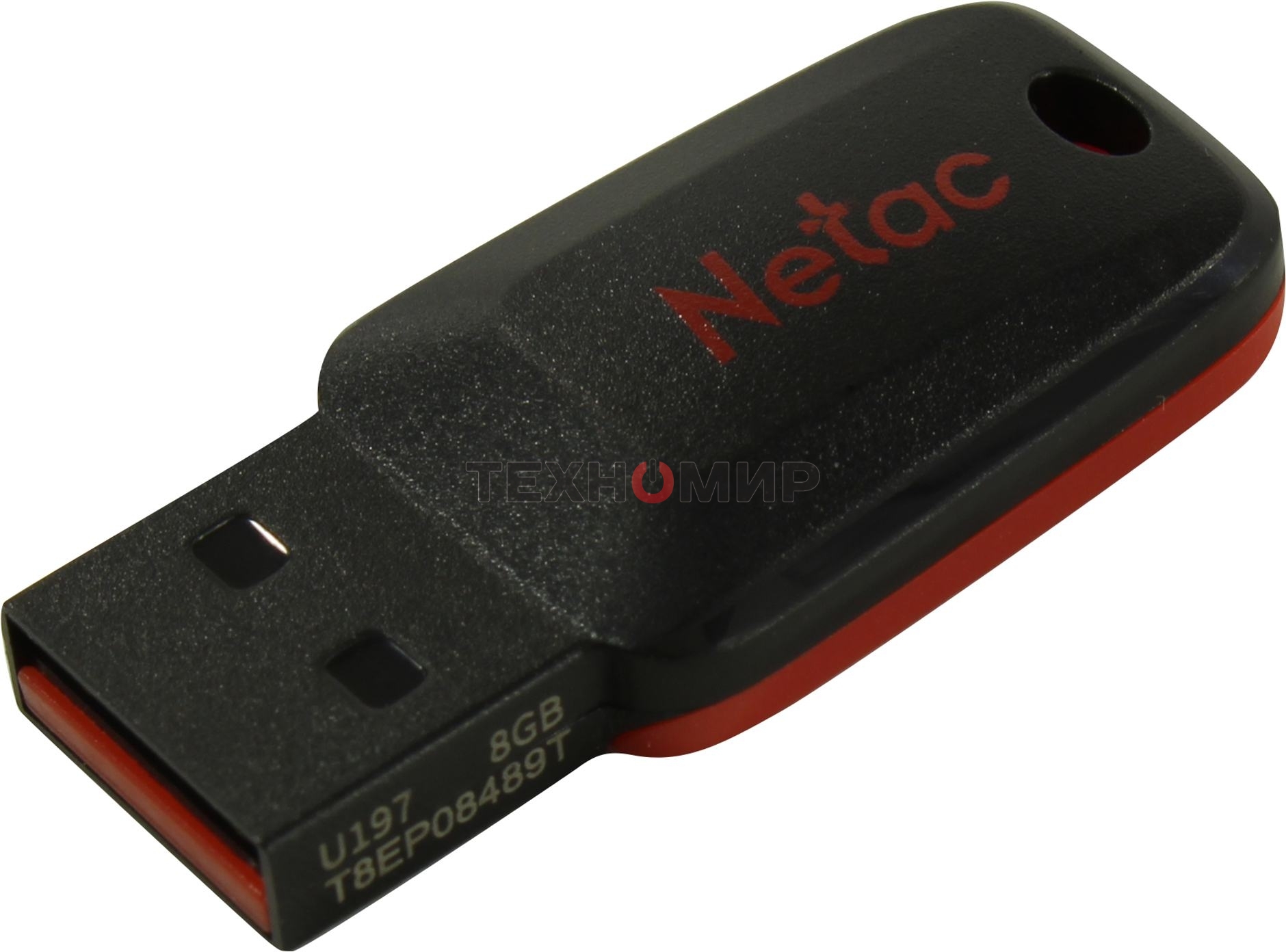 Флешка USB Netac U197 (NT03U197N-008G-20BK), 8Gb, USB 2.0, R/W 25/10, черный/красный