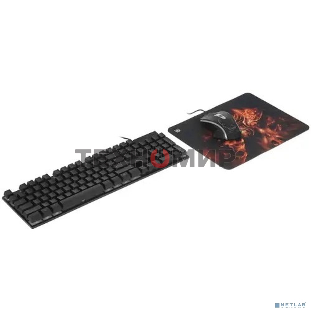 Комплект клавиатура+мышь Defender Aura MKP-117 проводной, USB, 2400 DPI, черный