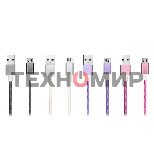 Кабель USB ACD-Style Lightning - USB-A 2-сторонние коннекторы, нейлон, 1м, фиолетовый