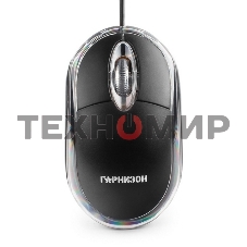 Мышь проводная Гарнизон GM-100 черный, 1000 dpi, USB, кнопки - 3