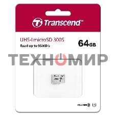 Флеш карта microSD 64Gb Transcend microSDXC Class 10 UHS-I U1, (без адаптера), TLC