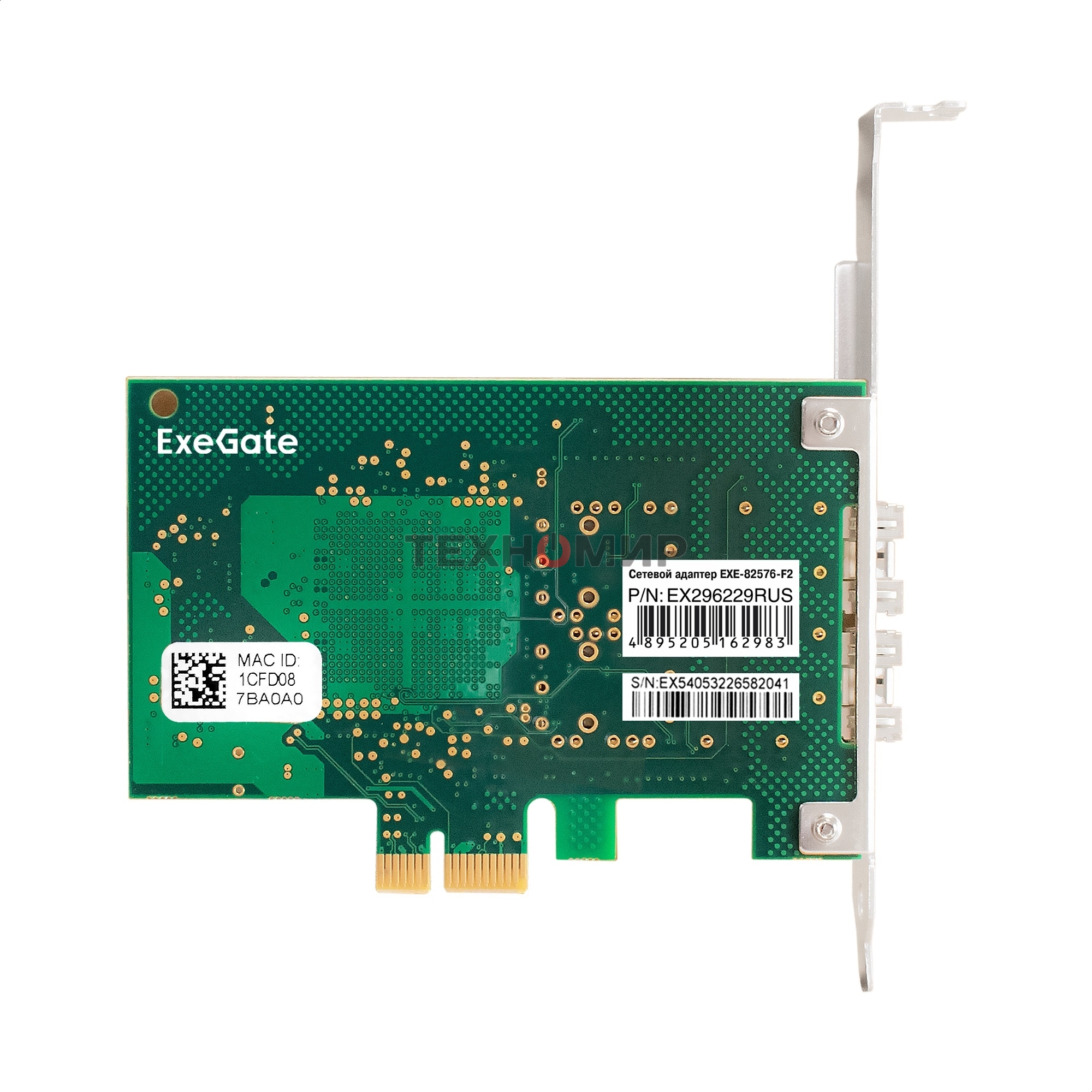 Сетевой адаптер ExeGate EXE-82576-F2 (PCI-E x1 v2.0, порты 2xSFP, 10/100/1000Mbps, Gigabit Server NIC Intel Chipset 82576-F2)