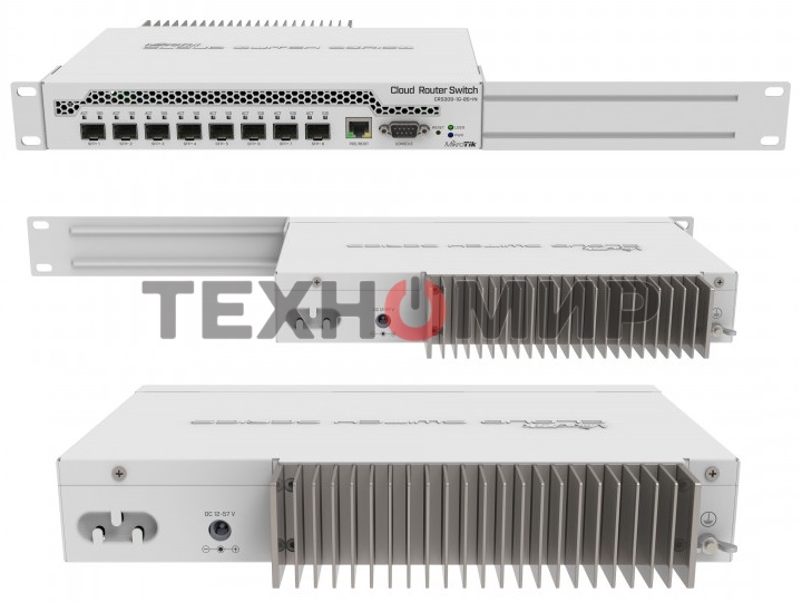Коммутатор MikroTik CRS309-1G-8S+IN 8 SFP+, dual-core 800MHz CPU, 512MB RAM, POE, RS232 serial port