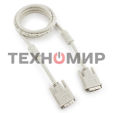 Кабель DVI-D single link Gembird/Cablexpert CC-DVI-6C, 19M/19M, 1.8м, серый, экран, феррит.кольца, пакет