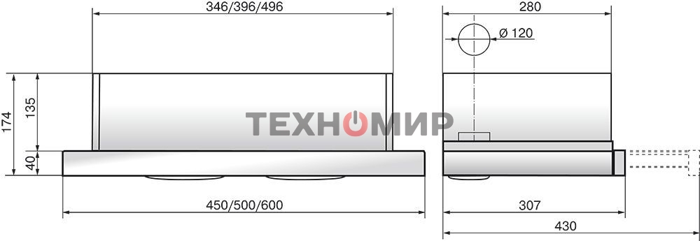 Вытяжка встраиваемая Elikor Интегра Glass 50Н-400-В2Д нержавеющая сталь/стекло черное, 50 см, 400 куб. м/ч, 55 дБ