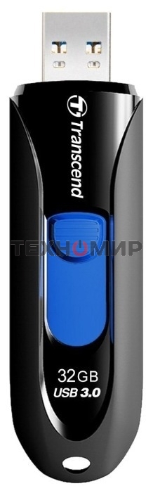 Флешка USB Transcend Jetflash 790 (TS32GJF790K), 32Gb, USB 3.0, R/W 70/25, черный/синий