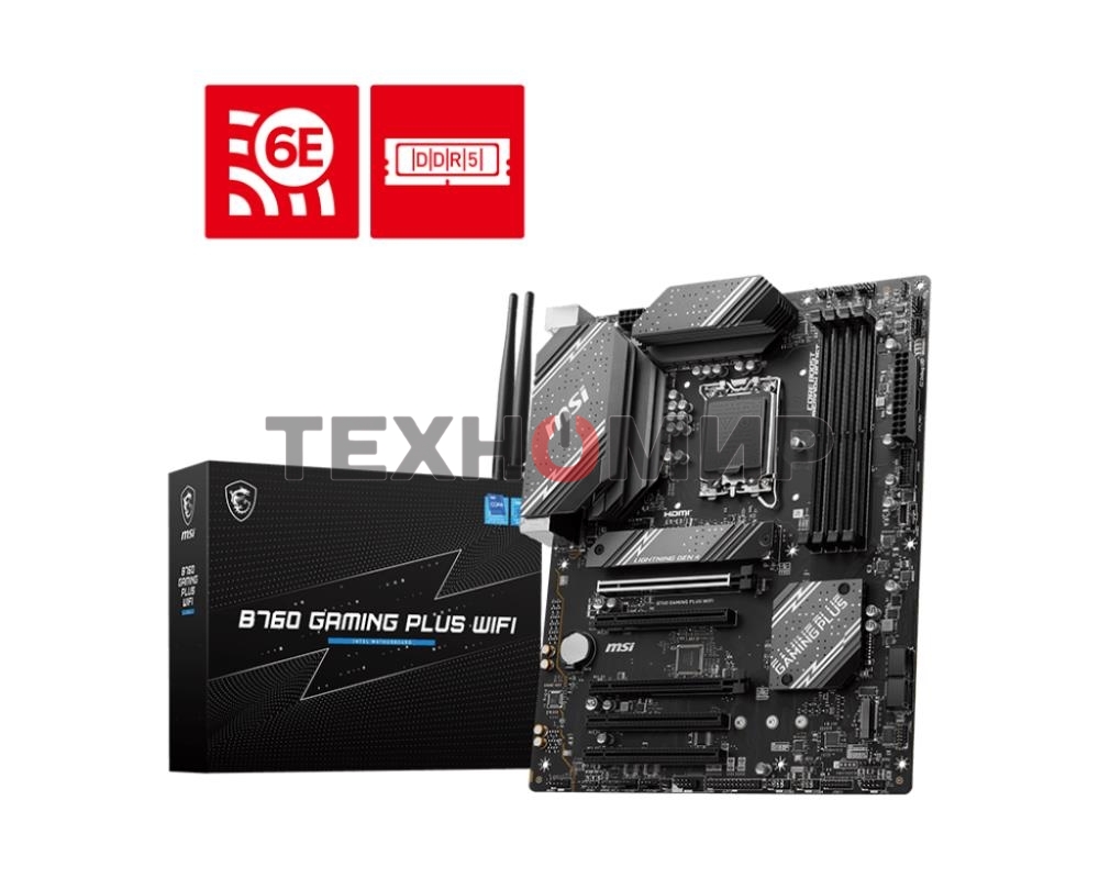 Материнская плата MSI B760 GAMING PLUS WIFI, LGA 1700, Intel B760, 4xDDR5, 4xSATA, 2xM.2, 1xPCI-E 4.0 x16, 3xPCI-E 3.0 x1, 1xDP, 1xHDMI, 1x 2.5Gb LAN, 2xUSB-A 3.2 Gen 2, 4xUSB 2.0, 5x3.5 мм, 7.1, Standard-ATX
