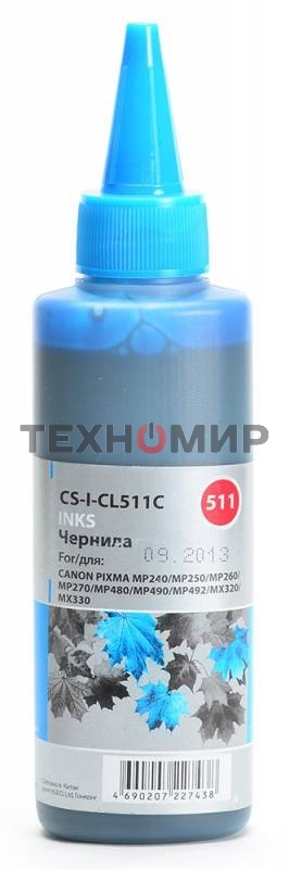 Чернила Cactus CS-I-CL511C голубой (100мл) Canon PIXMA MP240/MP250/MP260/MP270/MP4800