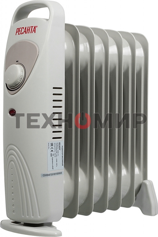 Обогреватель масляный Ресанта ОММ-7Н (7 секций) белый, 700 Вт, 10 м2, термостат 67/3/1