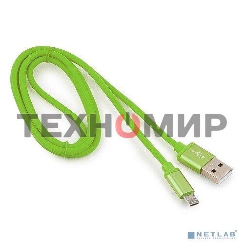 Кабель USB2.0 Cablexpert CC-S-mUSB01Gn-1M, AM/microB, серия Silver, 1м, зеленый, блистер