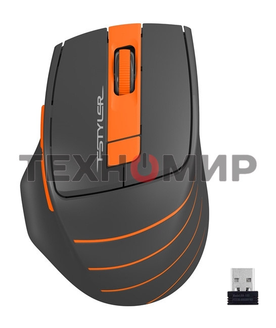Мышь беспроводная A4Tech Fstyler FG30 серый/оранжевый, 2000 dpi, радиоканал, USB, кнопки - 5