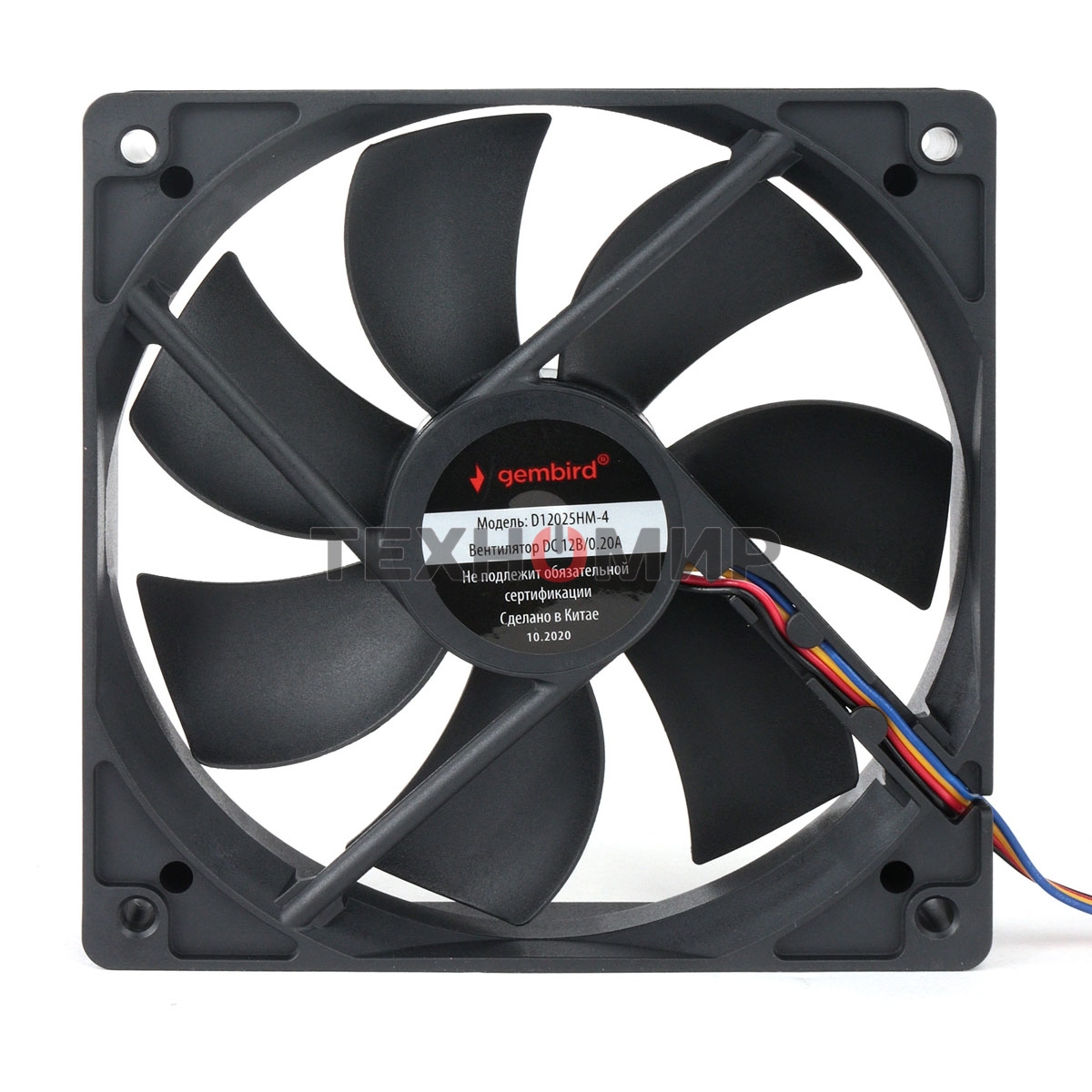 Вентилятор для корпуса Gembird черный, 120 мм, 2000 об/мин, 32.5 дБ, 4 pin