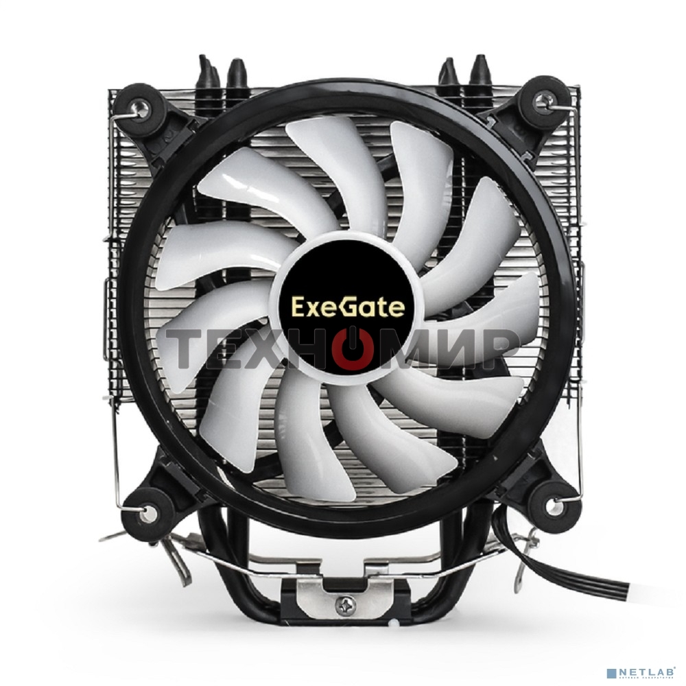Кулер для процессора ExeGate Dark Magic EXX400V2-PWM.RGb серебристый, 120 мм, алюминий/медь, 2100 об/мин, 24 дБ, 4 pin, 140 Вт, 155 мм
