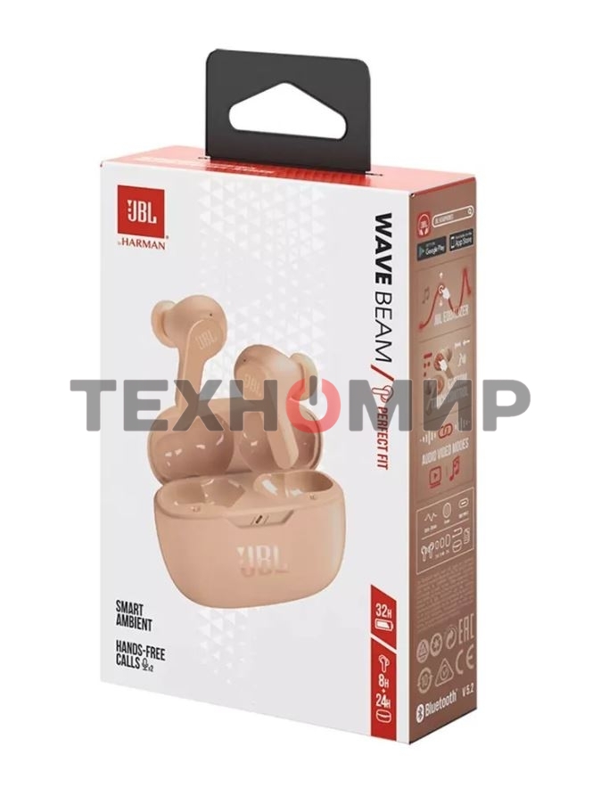 Гарнитура вкладыши JBL Wave Beam песочный беспроводные bluetooth в ушной раковине