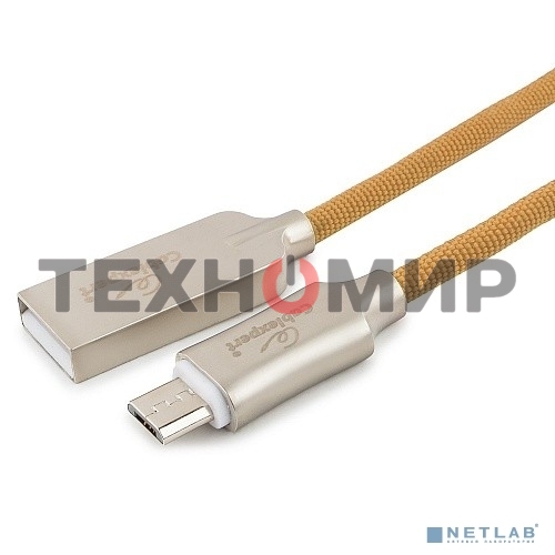Кабель USB2.0 Cablexpert CC-P-mUSB02Gd-1.8M, AM/microB, серия Platinum, длина 1.8м, золотой, блистер