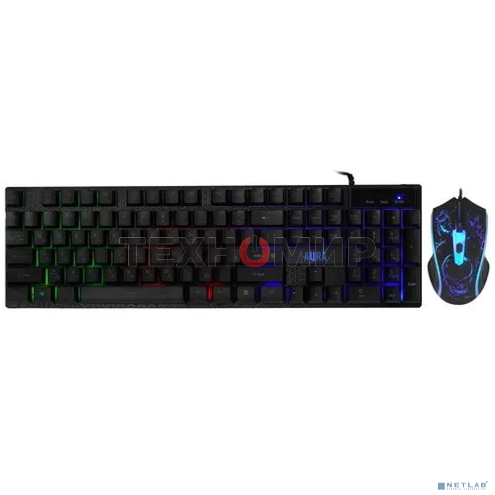 Комплект клавиатура+мышь Defender Aura MKP-117 проводной, USB, 2400 DPI, черный