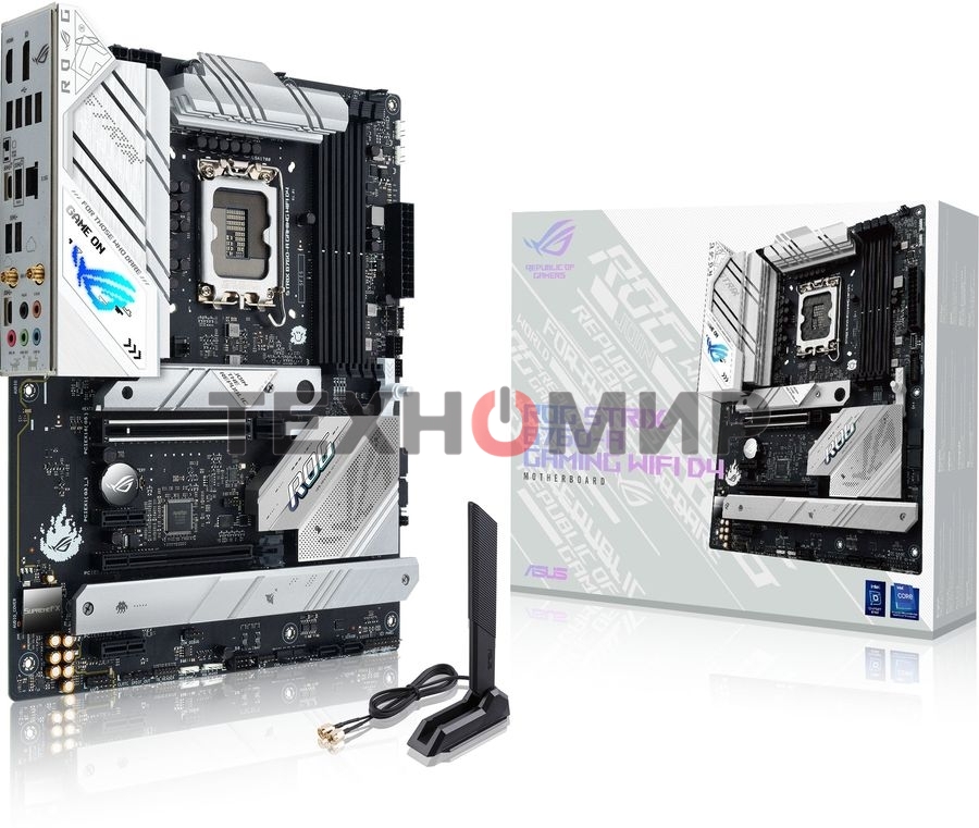 Материнская плата ASUS ROG STRIX B760-A GAMING WIFI, LGA 1700, Intel B760, 4xDDR5, 4xSATA, 3xM.2, 1xPCIe 5.0 x16, 1xPCIe 3.0 x4, 1xHDMI, 1xDP, 1x 2.5Gb LAN, 1xUSB-A 3.2 Gen 2, 2xUSB-A 3.2 Gen 1, 4xUSB 2.0, 5x3.5 мм, 7.1, Standard-ATX