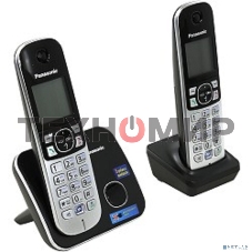 Телефон беспроводной (DECT) Panasonic KX-TG6812RU черный (труб. в компл.:2шт) АОН