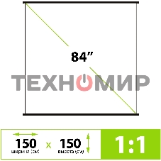 Экран Cactus 150x150 см Map type CS-PSRM-150x150-BK 1:1 настенно-потолочный рулонный черный