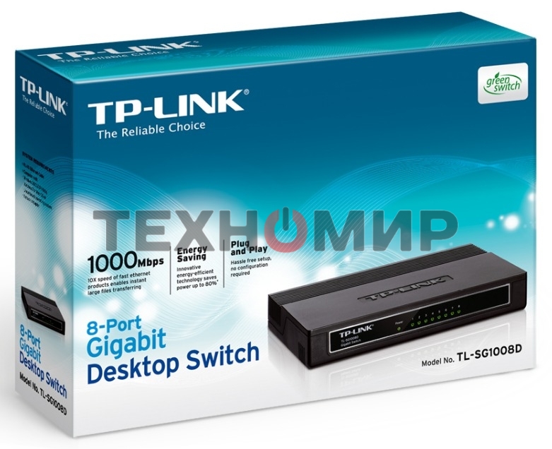 Коммутатор TP-Link SMB TL-SG1008D 8-port Gigabit Switch, plastic case