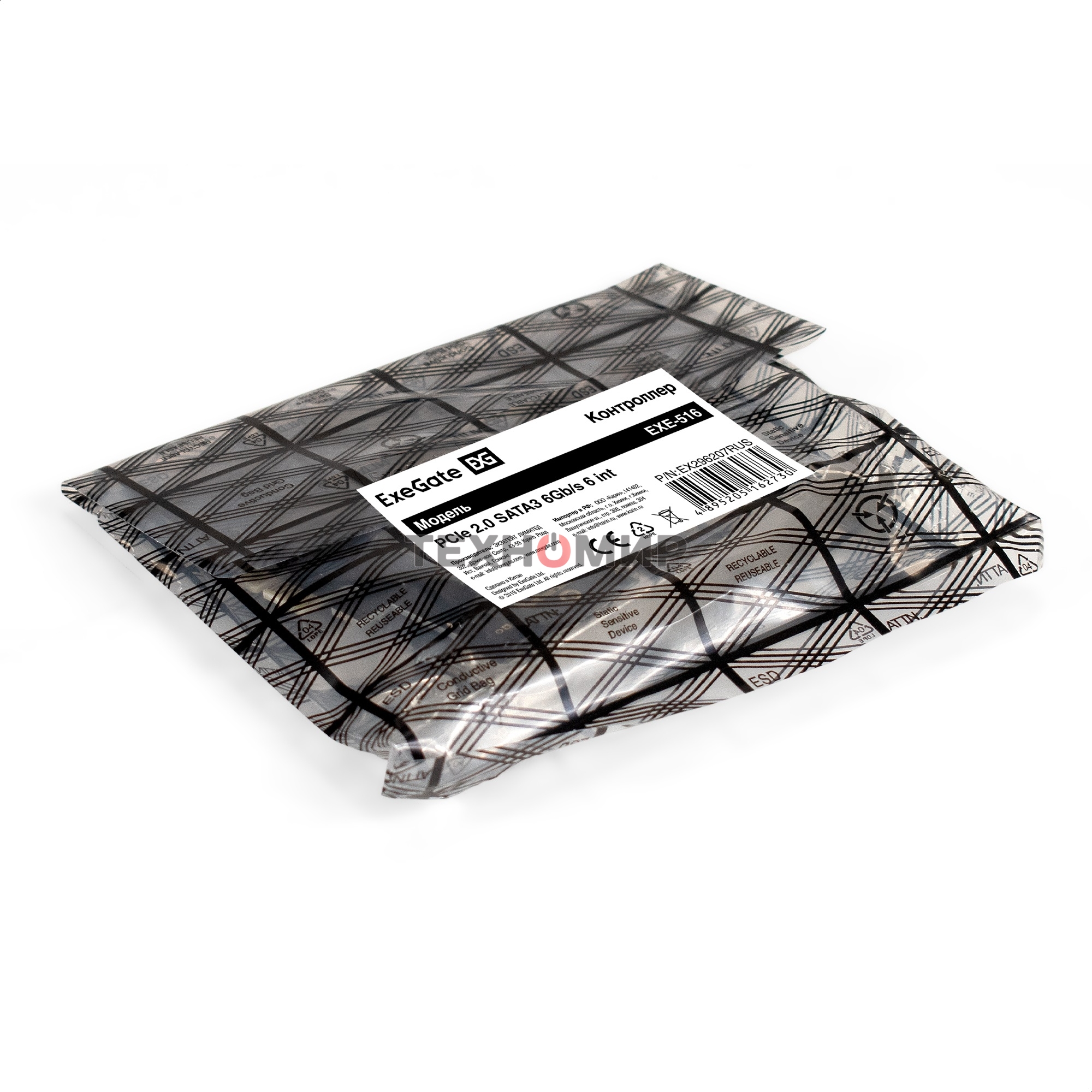 Контроллер ExeGate EXE-516 (PCI-E x4 v3.0, SATA3 6Gb/s, 6 int, ASMedia Chipset ASM1166)