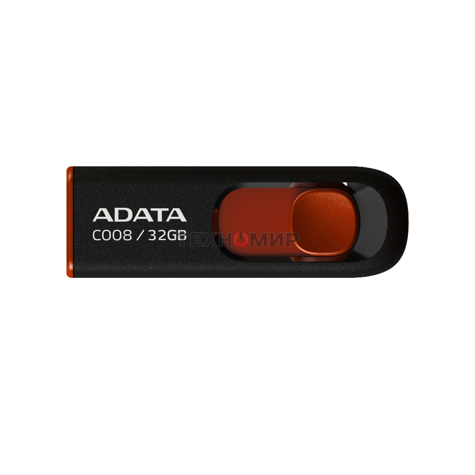 Флешка USB ADATA С008 (AC008-32G-RKD), 32Gb, USB 2.0, R/W 15/5, черный/красный
