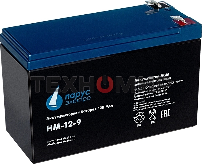 Батарея для ИБП Парус-электро HM-12-9 (AGM/12В/9,0А·ч/клемма F2)