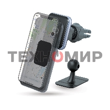 Автомобильный держатель для смартфонов Qumo MagFix, с креплением на решетку воздуховода и на панель (в комплекте), черный