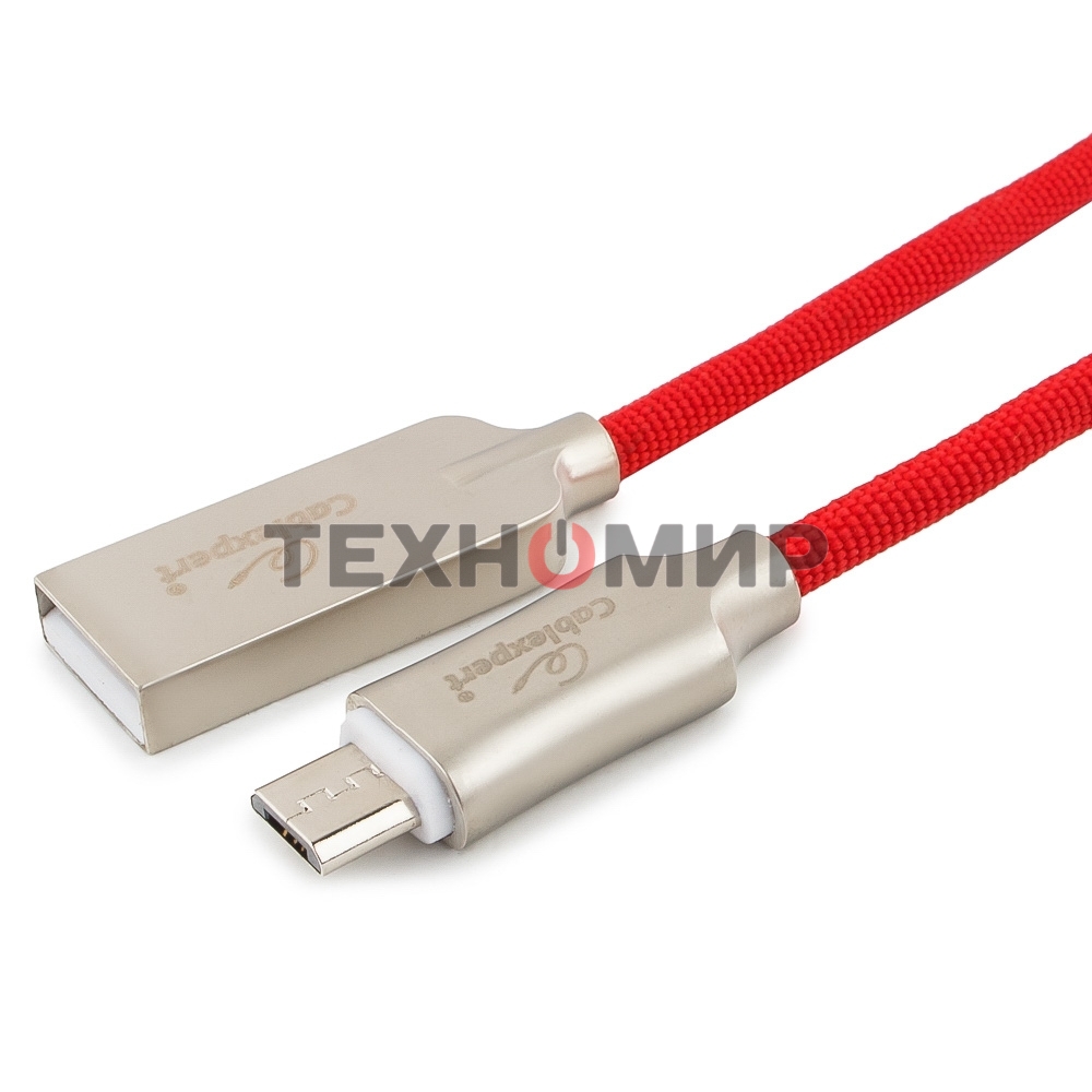 Кабель USB2.0 Cablexpert CC-P-mUSB02R-1M, AM/microB, серия Platinum, длина 1м, красный, блистер
