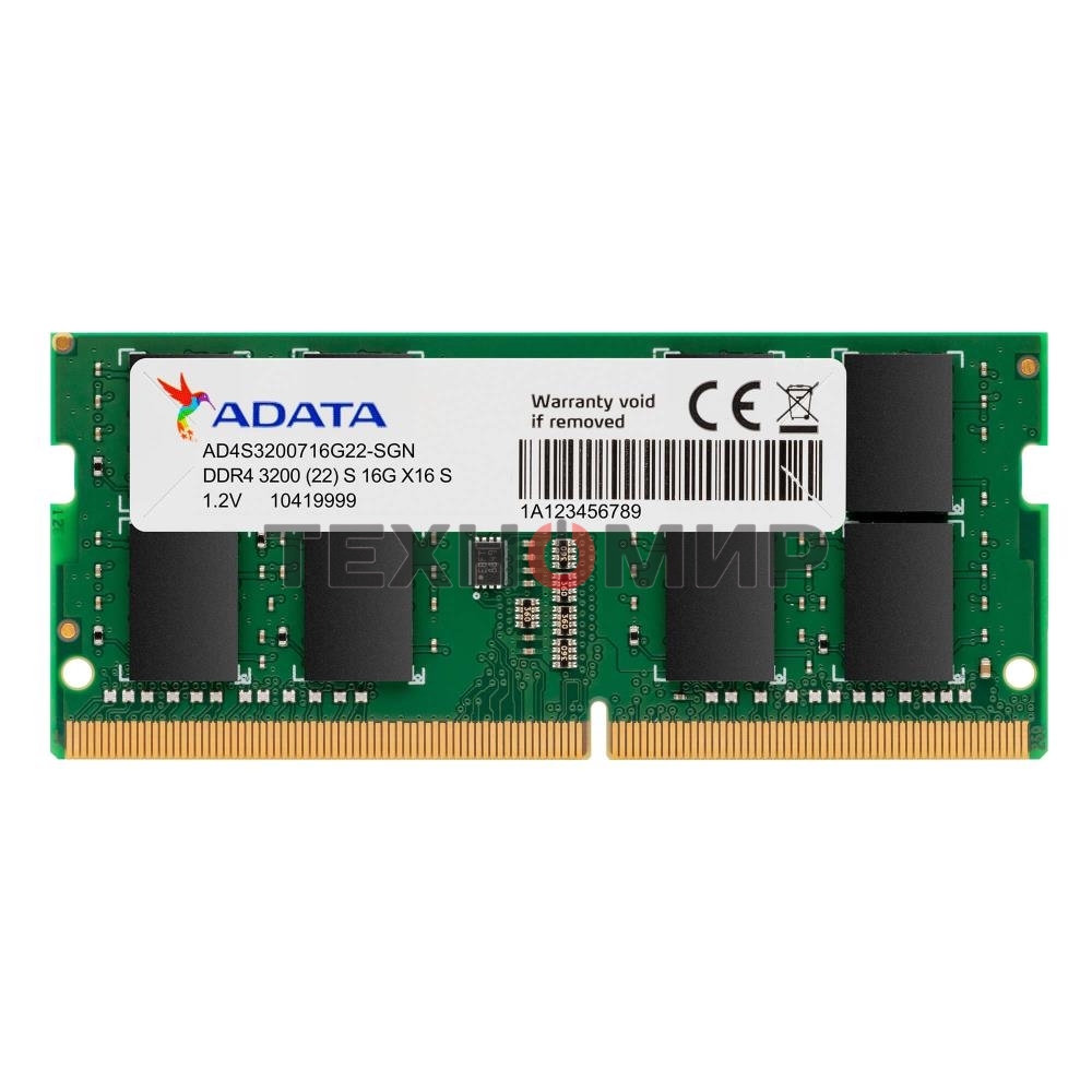 Оперативная память ADATA, DDR4, 16GB (1x16GB), 3200MHz, CL22, SO-DIMM