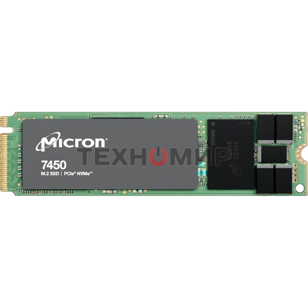 Накопитель SSD Micron 7450 PRO, 480Gb, M.2(22x80мм), NVMe, PCIe 4.0 x4, 3D TLC, R/W 5000/700Mb/s, IOPs 280 000/40 000, TbW 800, DWPD 1 (12 мес.)