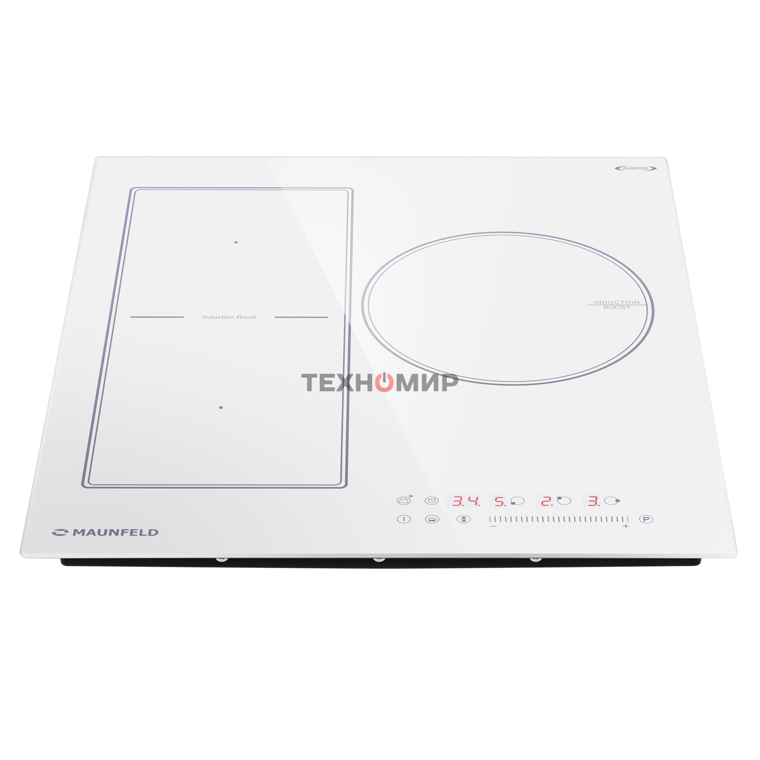 Индукционная варочная панель Maunfeld CVI453SBWH Inverter, конфорок: 3 шт., стеклокерамика, независимая, белый