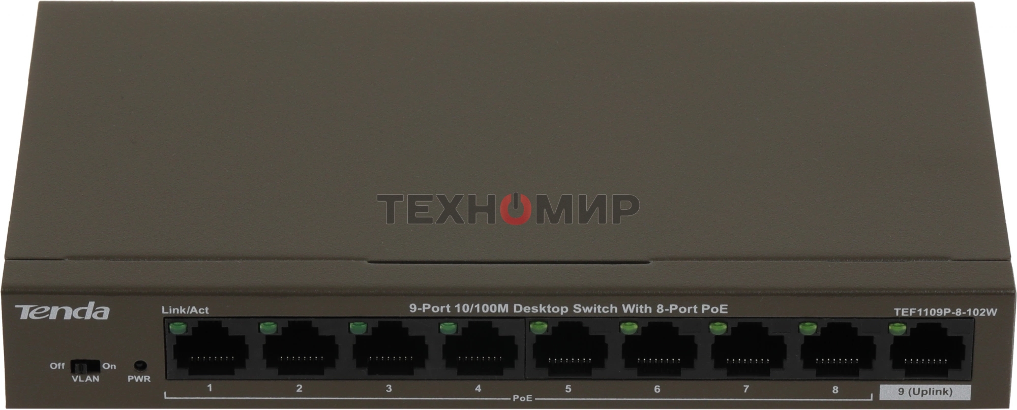 Коммутатор 9PORT 10/100M POE TEF1109P-8-102W Tenda