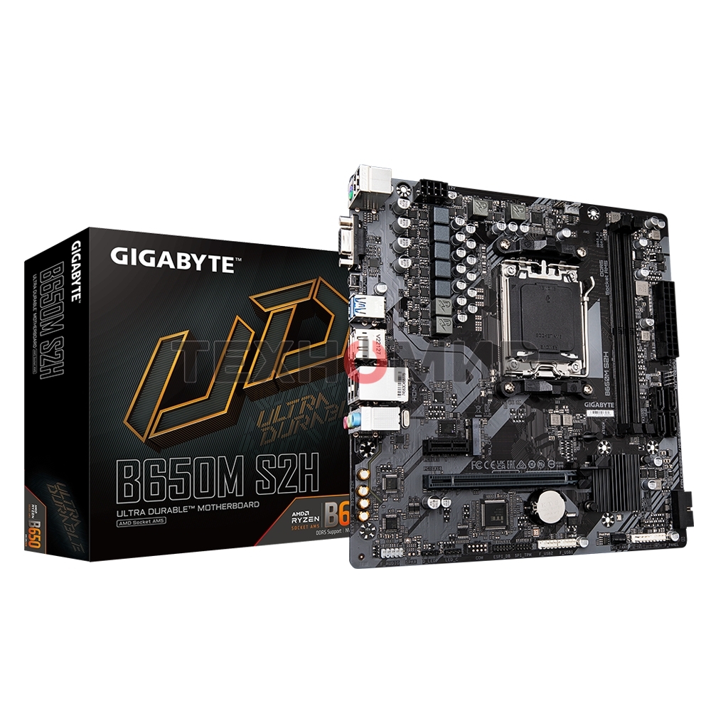 Материнская плата Gigabyte B650M S2H (V1.2/V1.4), AM5, AMD B650, 2xDDR5, 4xSATA, 1xM.2, 1xPCI-E 4.0 x16, 3xUSB-A 3.2 Gen 1, 1xUSB-C 3.2 Gen 1, 1x 1Gb LAN, 3x3.5 мм, 7.1, Micro-ATX