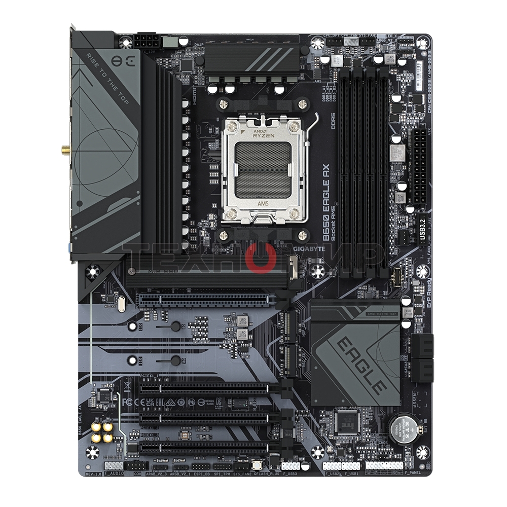 Материнская плата GIGABYTE B650 EAGLE AX (V1.1), AM5, AMD B650, 4xDDR5, 4xSATA, 3xM.2, 1xPCI-E 4.0 x16, 3xPCI-E 3.0 x1, 1xHDMI, 1xDP, 1x 1Gb LAN, 2xUSB 3.2 Gen 2, 1xUSB 3.2 Gen 1, 6xUSB 2.0, 3x3.5 мм, 7.1, Standard-ATX