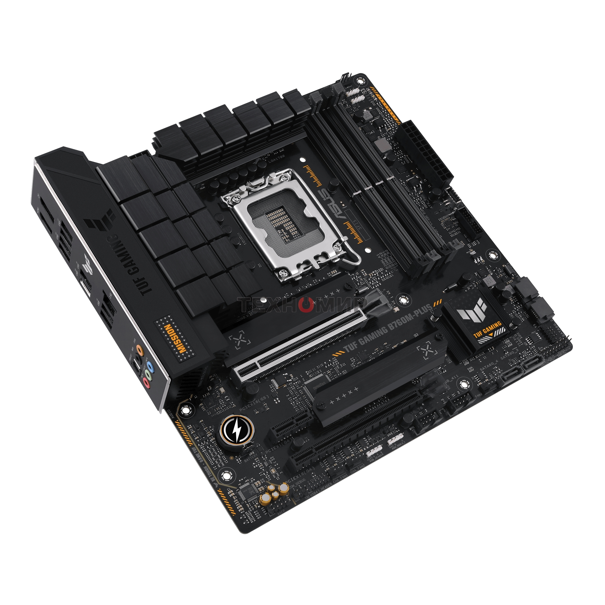 Материнская плата ASUS TUF GAMING B760M-PLUS, LGA 1700, Intel B760, 4xDDR5, 4xSATA, 2xM.2, 1xPCIe 5.0 x16, 1xPCIe 4.0 x4, 1xPCIe x1, 2xUSB-A 3.2 Gen 2, 3xUSB-A 3.2 Gen 1, 2xUSB 2.0, 1xUSB-C 3.2 Gen 2x2, 1x2.5Gb LAN, 5x3.5 мм, 7.1, mATX