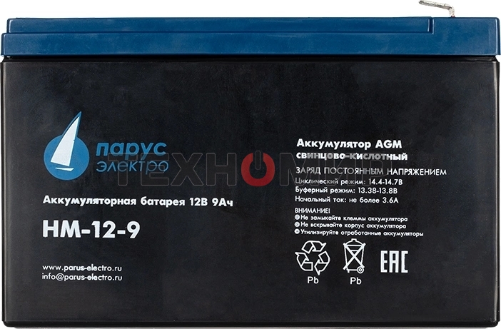 Батарея для ИБП Парус-электро HM-12-9 (AGM/12В/9,0А·ч/клемма F2)
