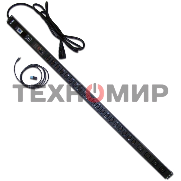 Вертикальный блок розеток, 4xC19+20xC13, 250V/32A, с мониторингом по RS-485, шнур 3 м, вилка IEC309