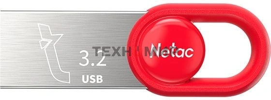 Флешка USB Netac UM2 (NT03UM2N-064G-32RE), 64Gb, USB 3.0, R/W 130/50, серебристый/красный